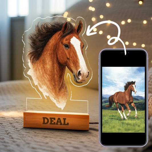 Custom Horse Portrait Night Light, Personalized Pet Lovers Gifts, Personalized Pet Memorial LED Night Light