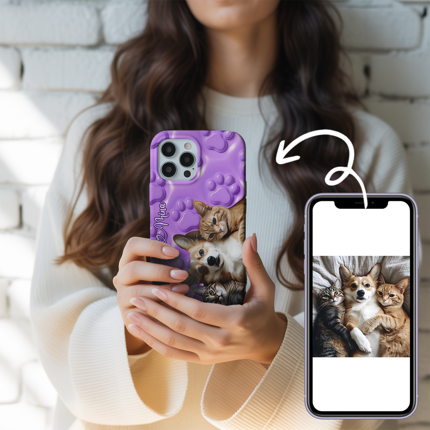Custom Pet Cat Phone Case – Pet Portrait Case for Cat Dads and Moms – Custom Gift Idea THUC99M17
