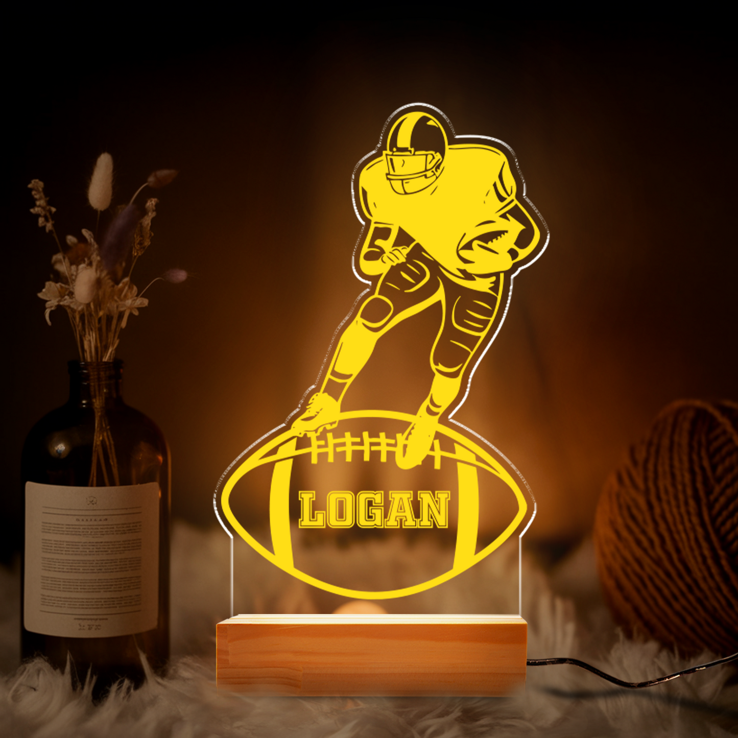 TNN051 Personalized Football Player LED Gift, LED Night Light Room Decor, Kids Football Led Room Night Light Lamp