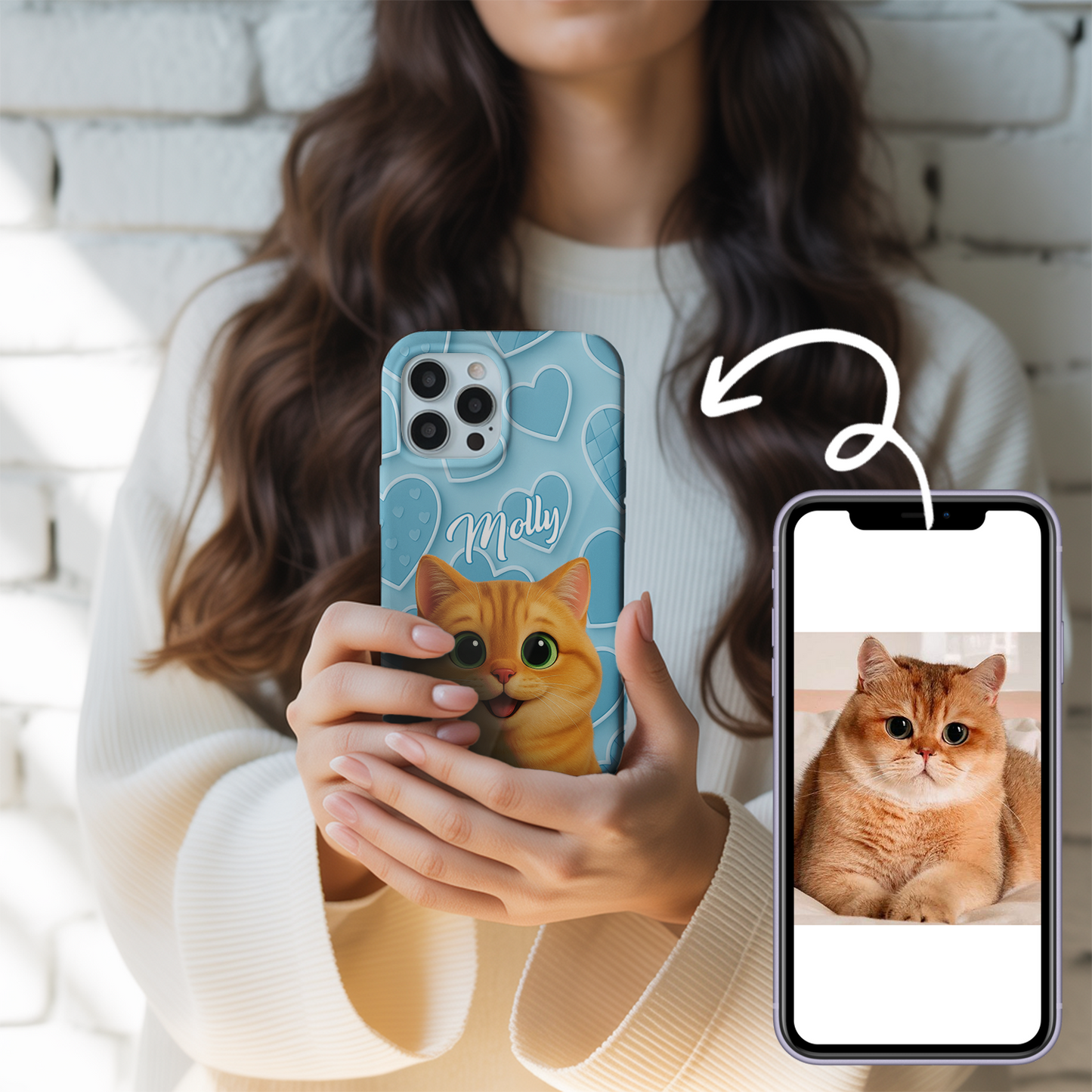 Custom Pet Cat Cartoon Phone Case – Personalized Gift for Cat Owners – Dog Lover, Cat Lover Case THUC99M11