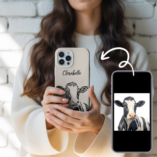 Custom Pet Photo Phone Case, Custom Cow Face Phone Case, Gift for Cow Lover, Pet Memorial, Animal Lovers TNGP023