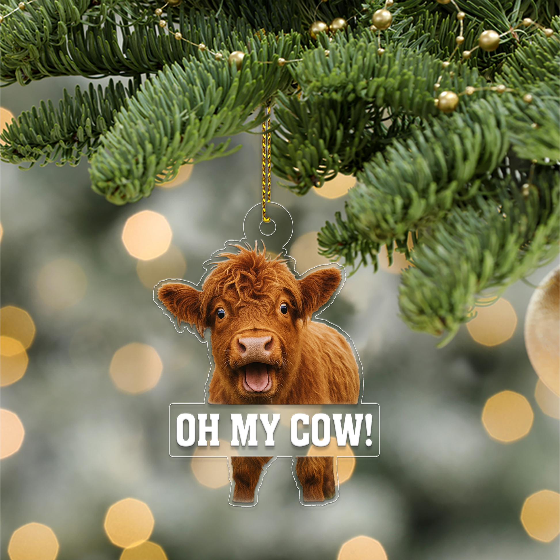 Personalized Funny Highland Cow Ornament, Funny Cattle Ornament, Highland Cow Lovers Gift, Funny Cow Christmas Ornament, Farmhouse Decor