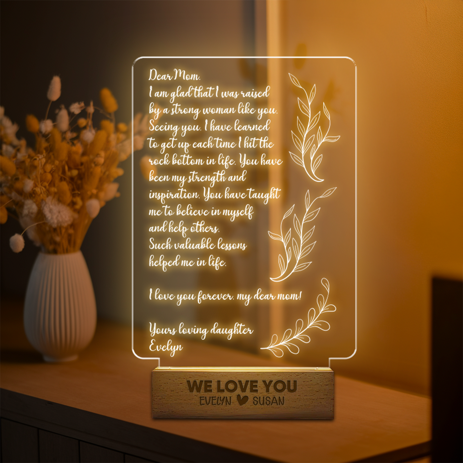 Aeluxlas Personalized Hand-Written Letter Night Light - Mother's Day Gift Ideas - Mothers Day Gift - Gift for Mom - Grandma Nana Mommy Birthday Gifts