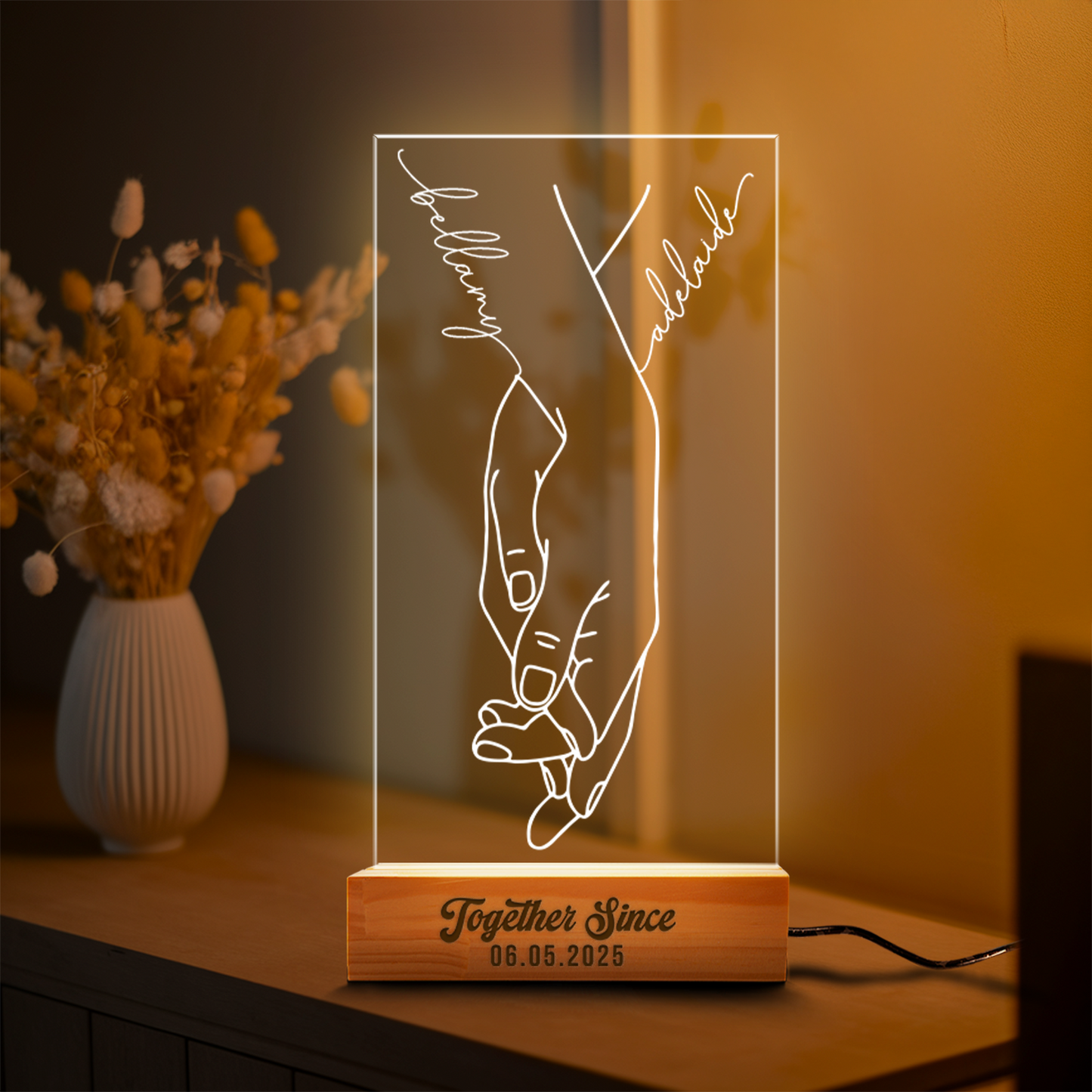 Aeluxlas Custom Holding Hands Couple Name Night Light, Together Since Sign, Gift For Couple