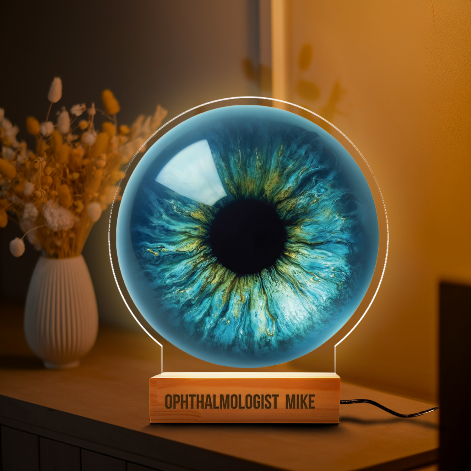 Aeluxlas Personalized Ophthalmologist Blue Eye, Gift For Doctor, Custom Led Light, Gift Room Decor