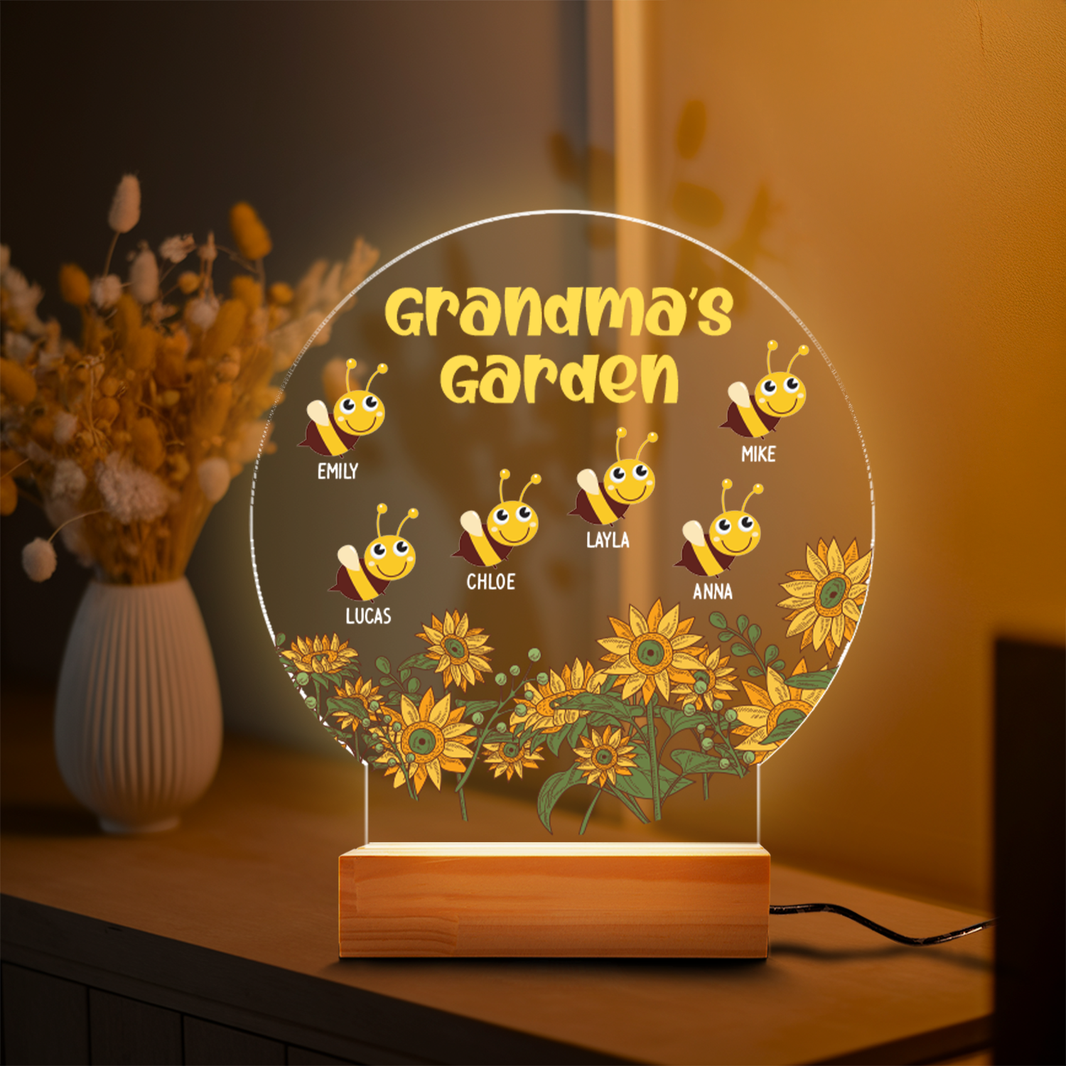 Aeluxlas Bee Grandma's Garden, Grandbabies Honey Sign, Custom Bee Family Gift For Grandma, Grandma Gifts
