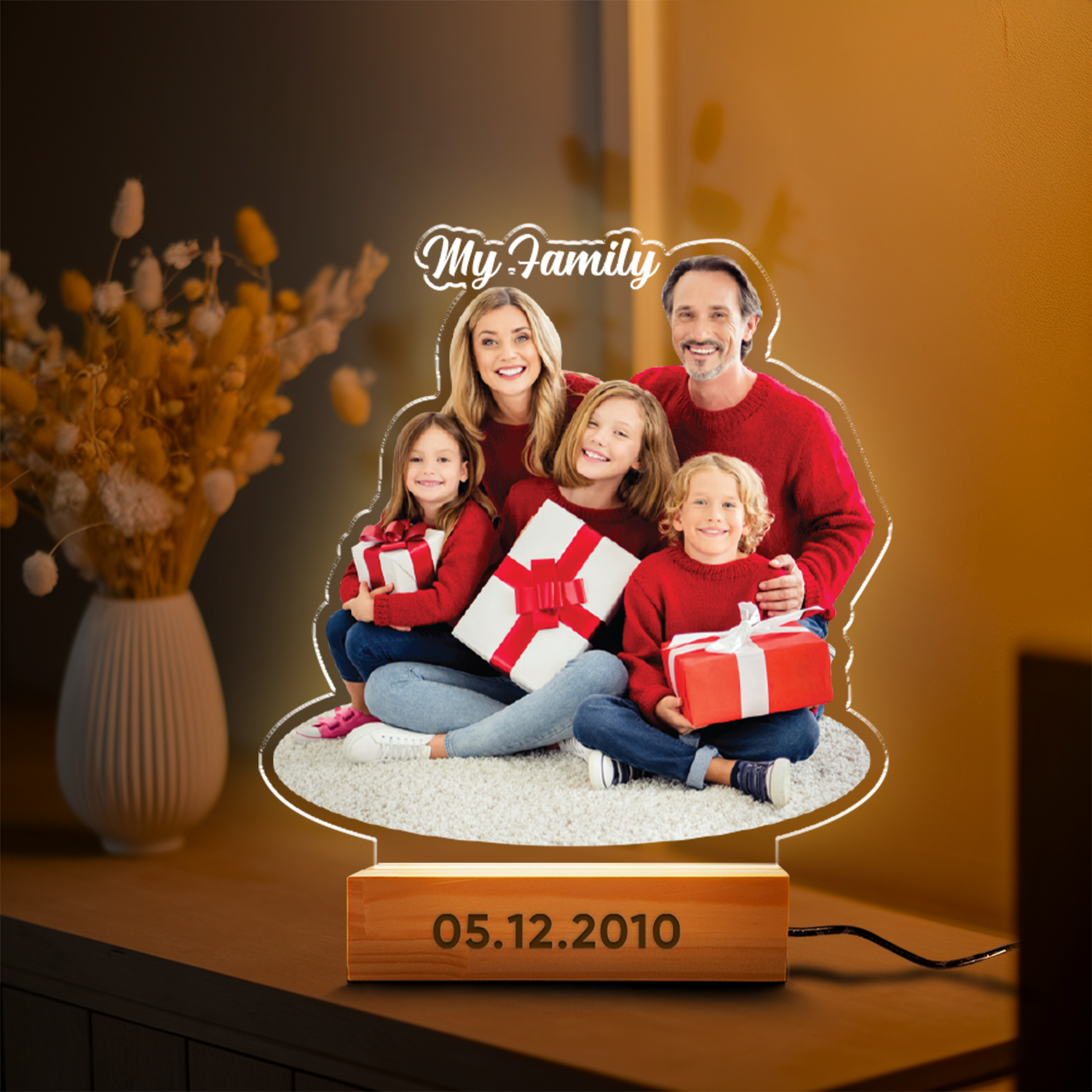 Aeluxlas Custom Photo Gifts, Family Picture Night Light, Mom Mother's Day Gifts, Personalized Photo Gift, Custom Photo Frame, Unique Family Gifts