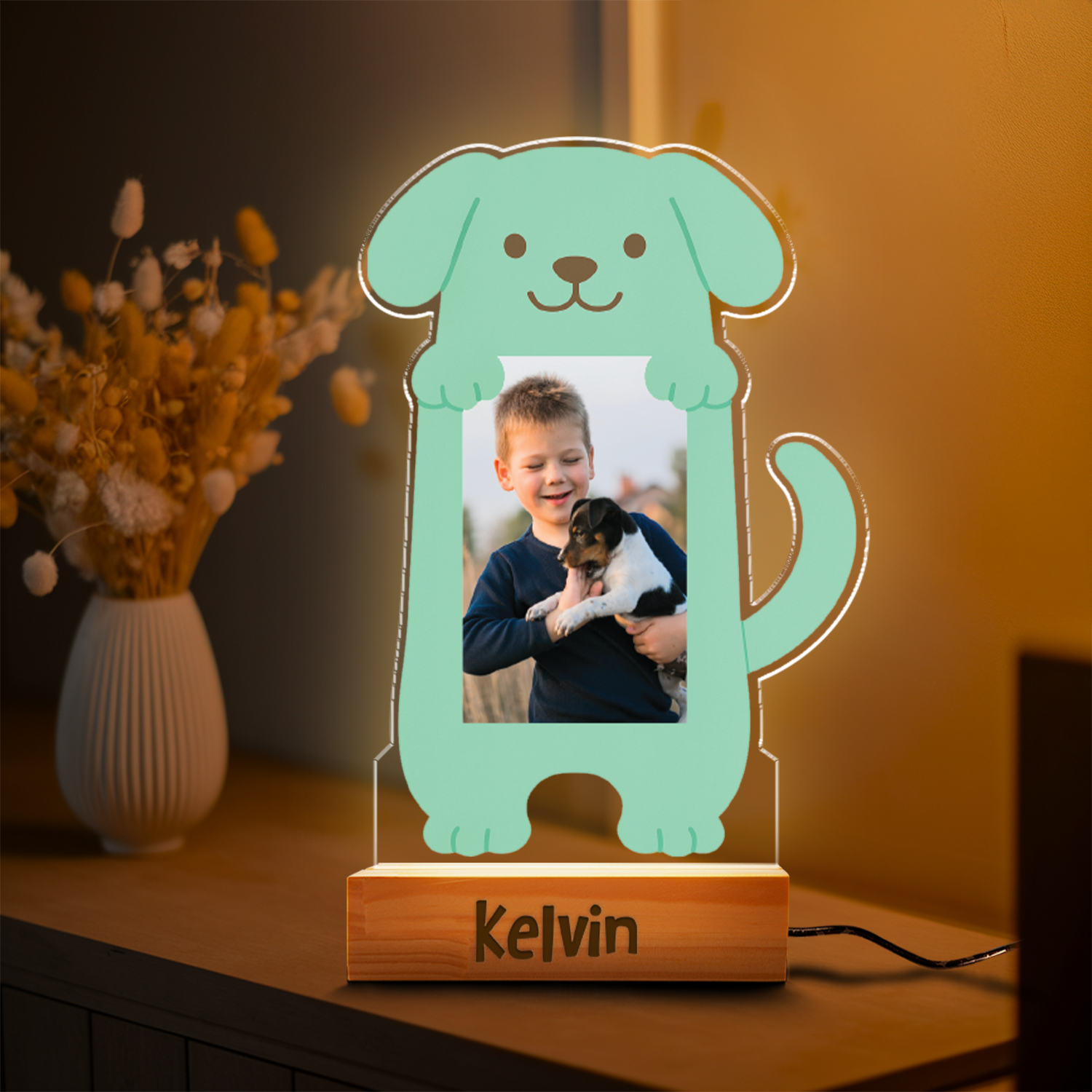 Aeluxlas Personalized Dog Photo Baby Night Light, Personalized Dog, Cute Dog Photo Frame Kids Room Decor, Gift For Dog Lovers