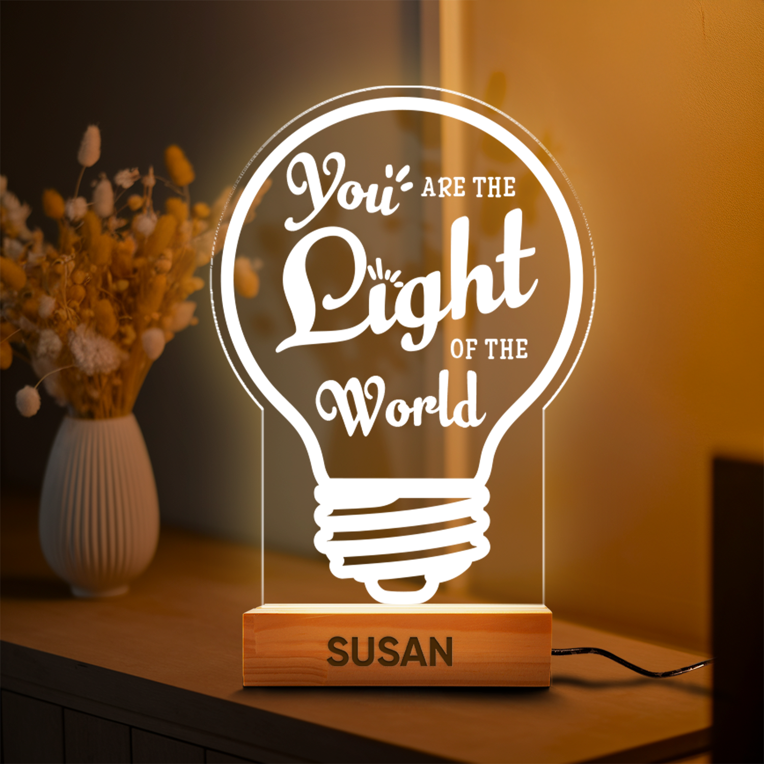 Aeluxlas Personalized Inspirational LED Night Light Christian Gift, Christian Home Decor, Faith Based Decor, Religious LED Light