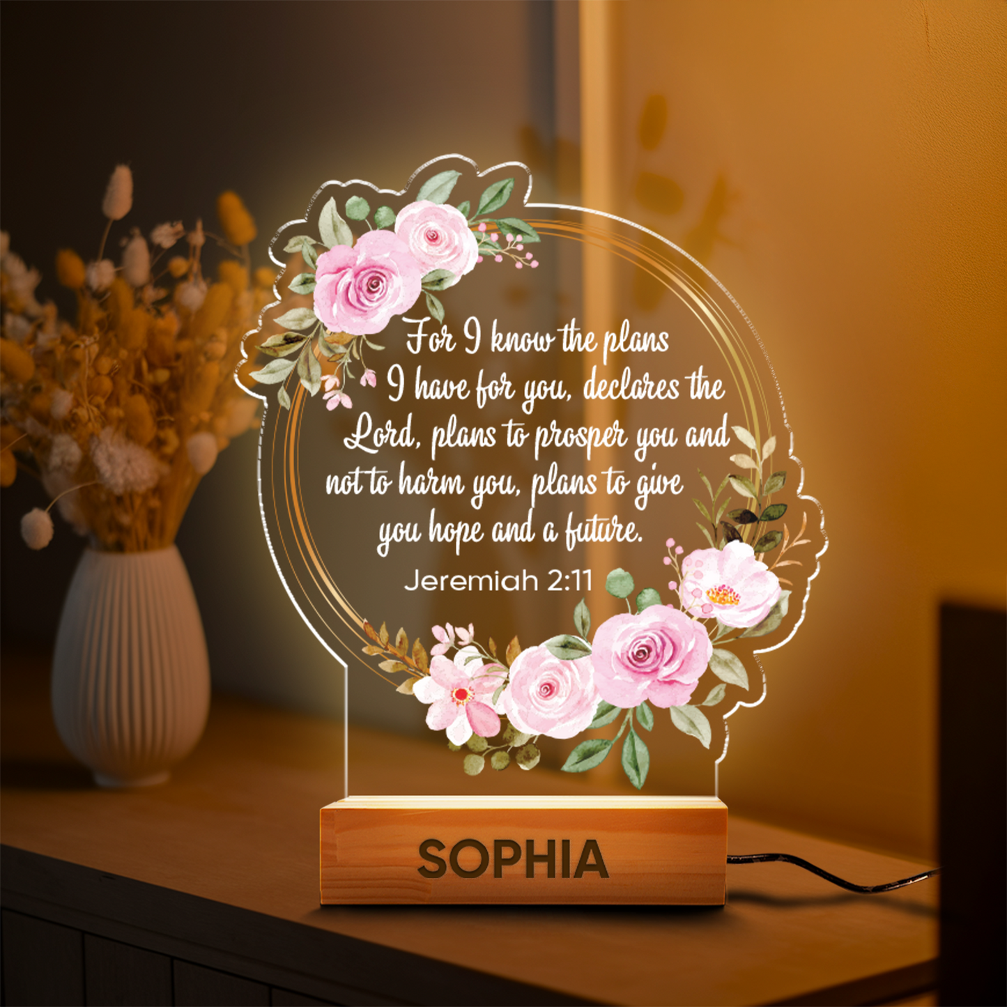 Aeluxlas Personalized Bible Verse LED light, Custom Favorite Bible Verse Gift, Christian Home Decor, Faith Based Decor, Religious LED Light
