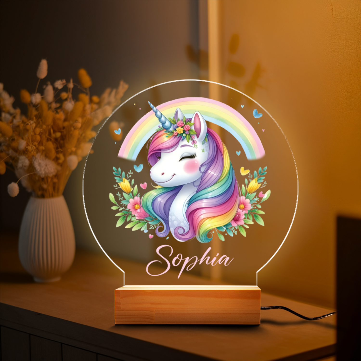 Aeluxlas Personalized Unicorn Night Light - Custom LED Lamp for Kids, Perfect Gift for Unicorn Lovers, Unique Room Decor,Magical Nightlight for Girls