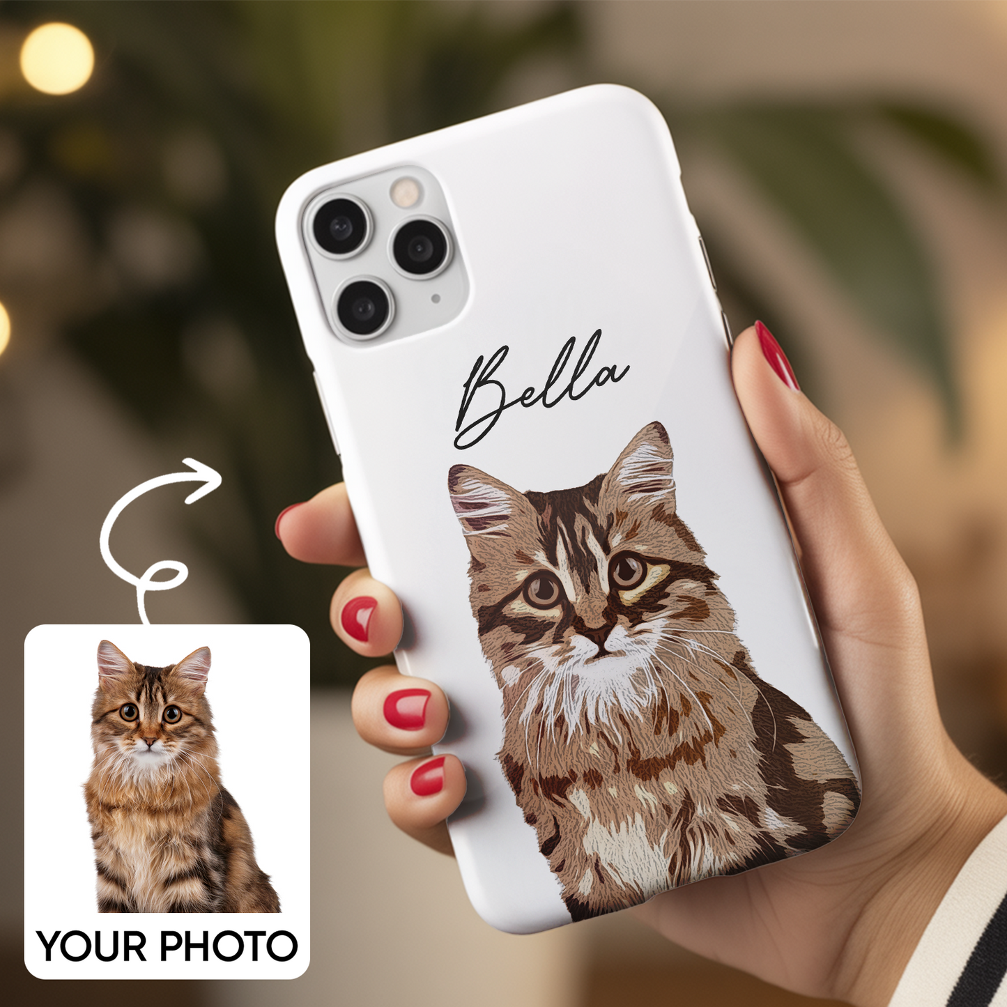 Custom Pet Photo Phone Case, Custom Cat Face Phone Case, Gift for Cat Lover, Pet Memorial, Animal Lovers TNGP010