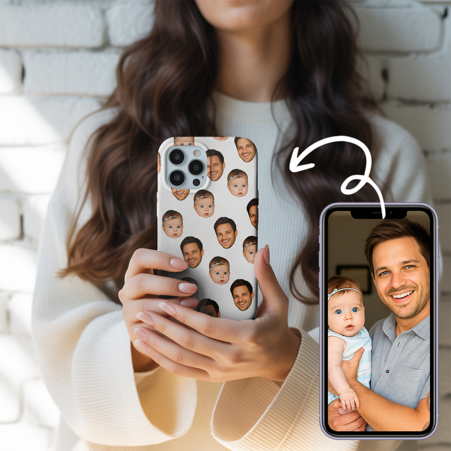 Custom Photo Baby Face Phone Case – Personalized Pattern Case Your Baby’s Face, Fun Gift for Family Members THUC9915
