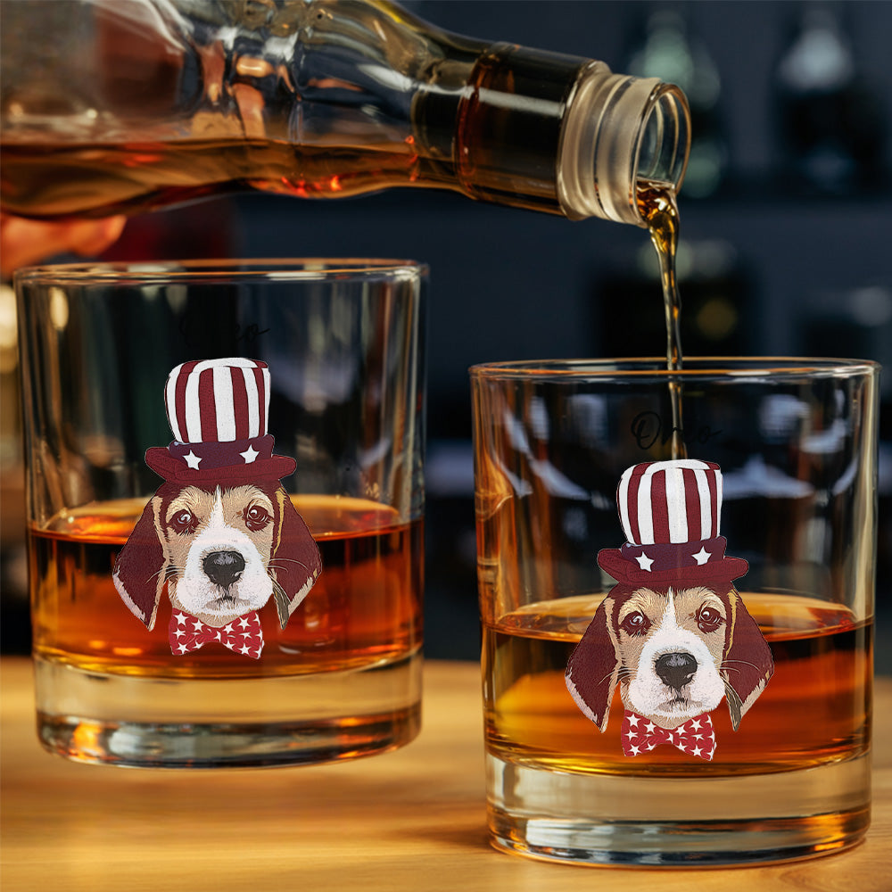 Custom Pet Photo With Whiskey Glass 11oz – Dog & Cat Photo Memorial Gift THUC99WI08