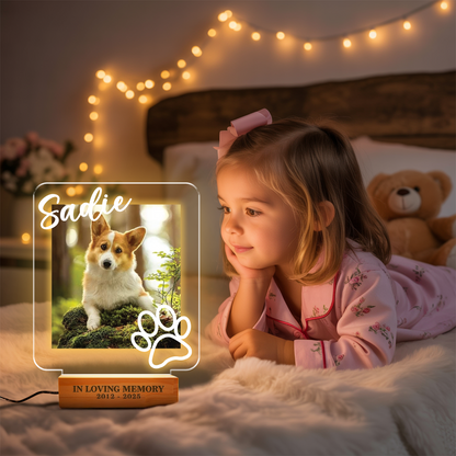 Custom Dog Portrait Night Light, Personalized Pet Lovers Gifts, Personalized Pet Memorial LED Night Light
