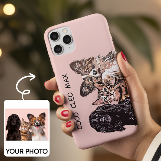 Custom Pet Photo Phone Case, Custom Cat Dog Face Phone Case, Gift for Cat Lover, Pet Memorial, Animal Lovers TNGP005