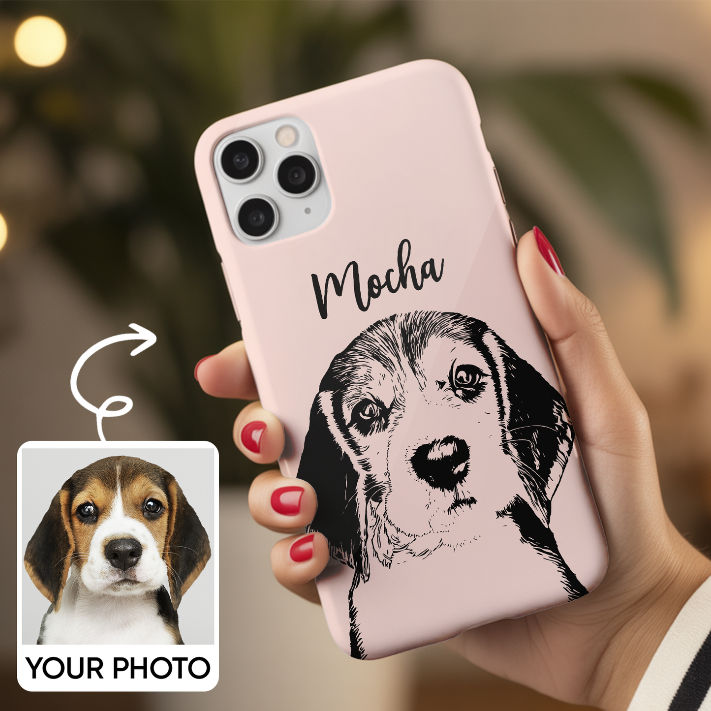 Custom Pet Photo Phone Case, Custom Dog Face Phone Case, Gift for Dog Lover, Pet Memorial, Animal Lovers TNGP015