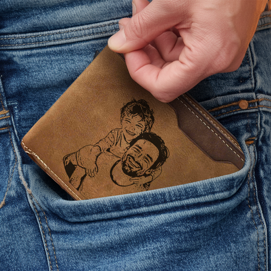 Custom Photo First Fathers Day Engraved Wallet, Gift For New Dad, Gift For Husband, Personalized Wallet TNW026