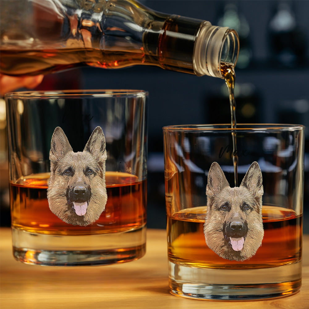 Custom Photo Dog Whiskey Glass – Personalized Dog Cat Wine Glass And Pint Glass Memorial Gifts for Pet Owners THUC99WI06