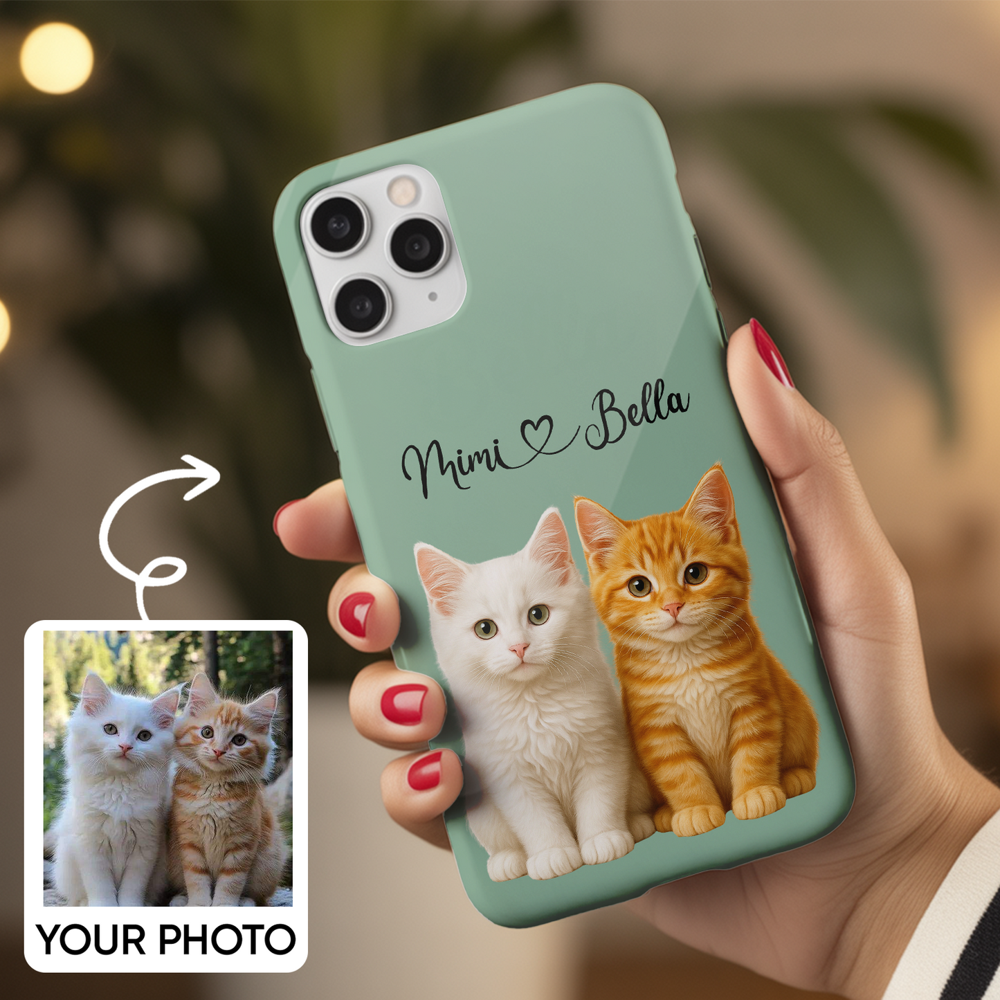 Custom Pet Cat Phone Case – Custom Cat Face on Phone – Unique Cat Lover, Dog Lover Gift THUC99M02