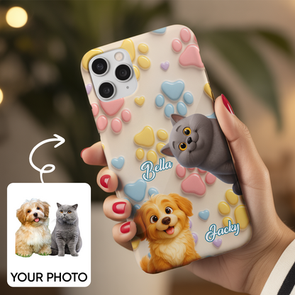 Custom Pet Cat Phone Case – Personalized Animal Lover Gift - Custom Photo Pet Cartoon Design Gifts THUC99M03