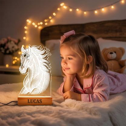 Custom Horse Portrait Night Light, Personalized Pet Lovers Gifts, Personalized Pet Memorial LED Night Light
