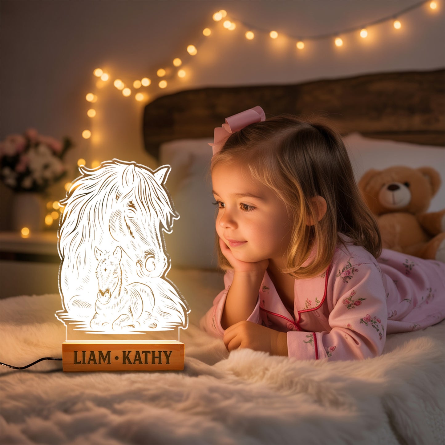 Custom Horse Portrait Night Light, Personalized Pet Lovers Gifts, Personalized Pet Memorial LED Night Light