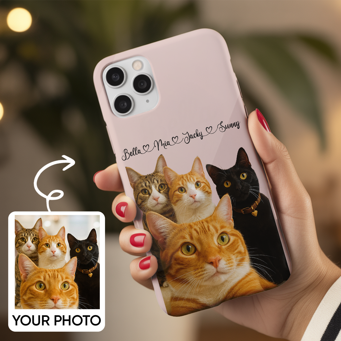 Custom Pet Cat Art Phone Case – Personalized Gift for Cat Owners – Dog Lover, Cat Lover Case THUC99M14