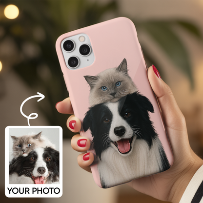 Custom Pet Cat Phone Case – Personalized Cat Portrait – Gift for Cat Lovers THUC99M01
