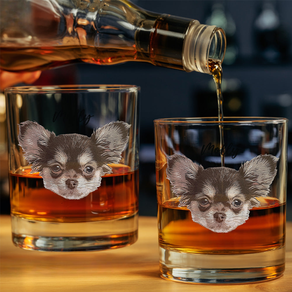 Custom Dog Lover Whiskey Glass – 11oz Personalized Photo Gift for Pet Owners THUC99WI04