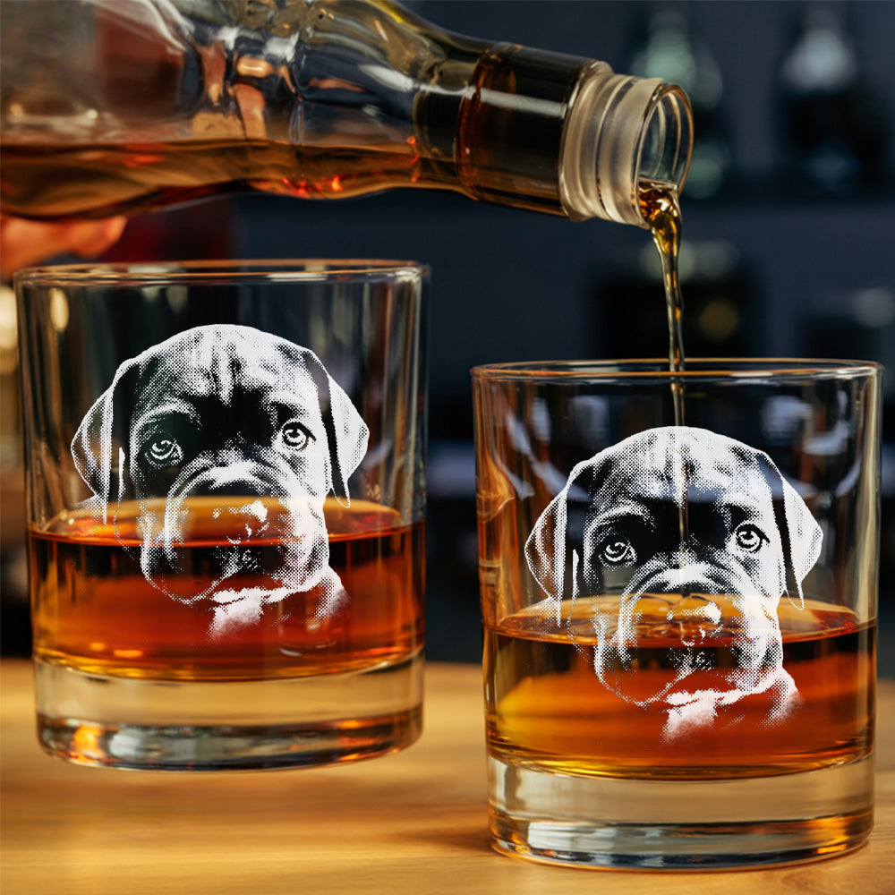 Personalized Pet Portrait Whiskey Glass – Custom Dog Photo - Custom Name Gift 11oz THUC99WP02