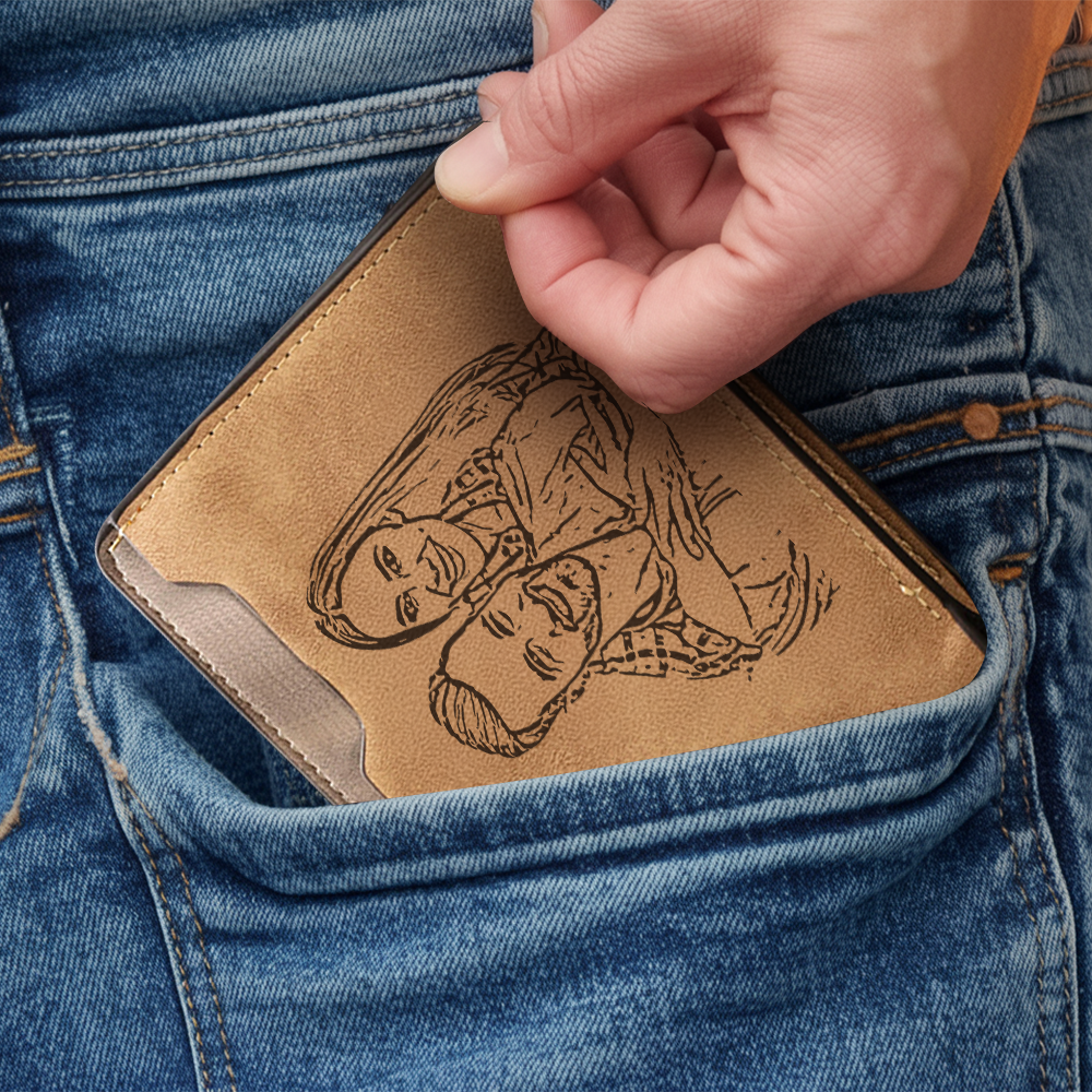 TNW001 Personalized Custom Photo Mens Wallet, Engraved Picture Wallet, Memory Gift, Anniversary Gifts for Him, Father's Day Gift, Gift For Dad