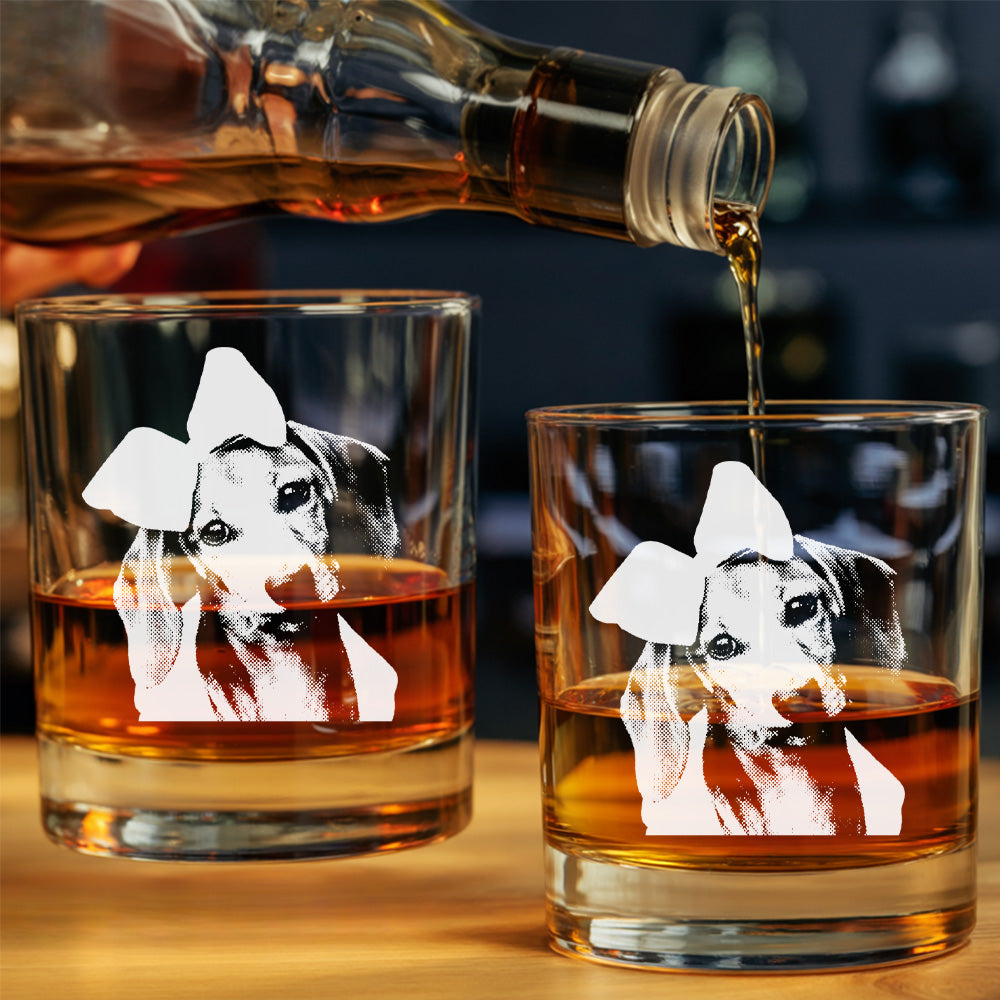 Personalized Dog Photo Whiskey Glass 11oz – Custom Name Engraved Gift for Dog Lovers THUC99WP04