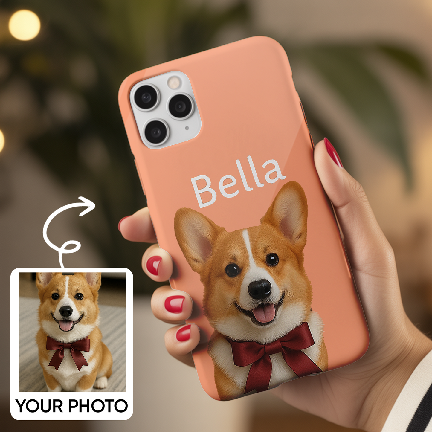 Custom Pet Photo Phone Case – Personalized Gift for Dog Moms & Cat Dads THUC9908
