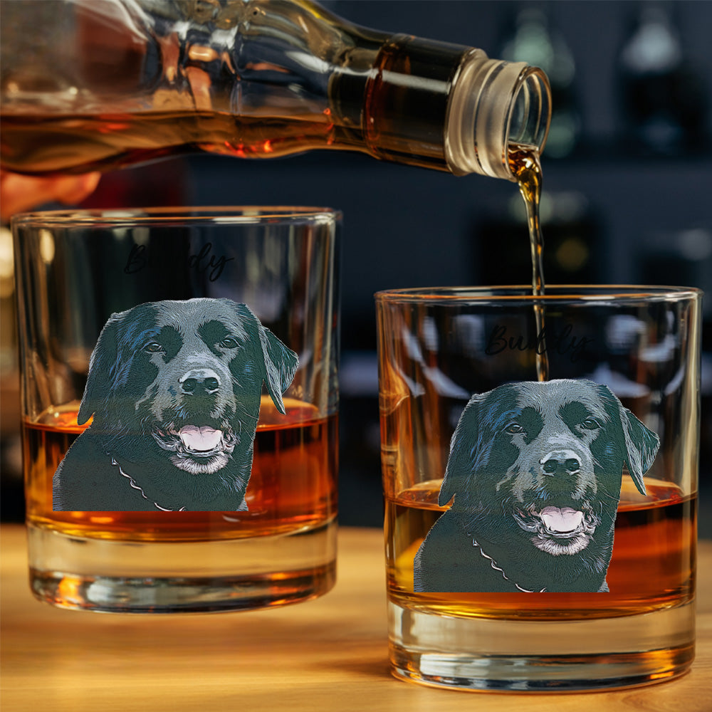 Personalized Dog Photo Whiskey Glass 11oz – Custom Pet Photo Gift for Dog or Cat Owners THUC99WI02