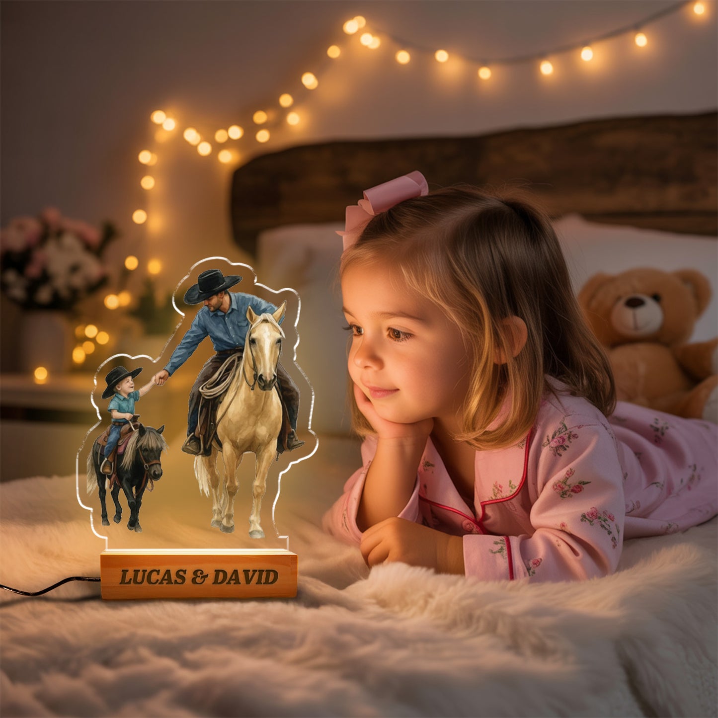 Custom Horse Portrait Night Light, Personalized Pet Lovers Gifts, Personalized Pet Memorial LED Night Light