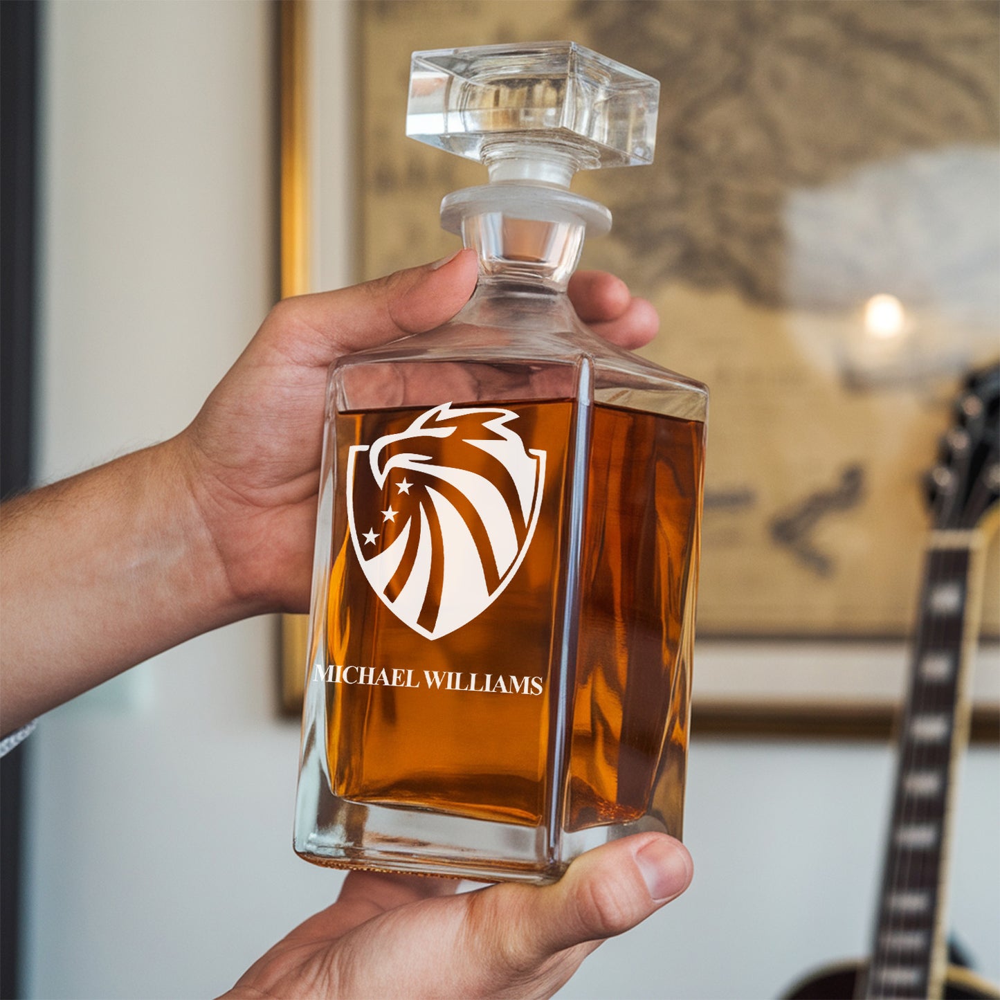 Personalized Veterans Decanter With Whiskey Glass | Gift for Veteran's Day | Custom Gifts for Veteran