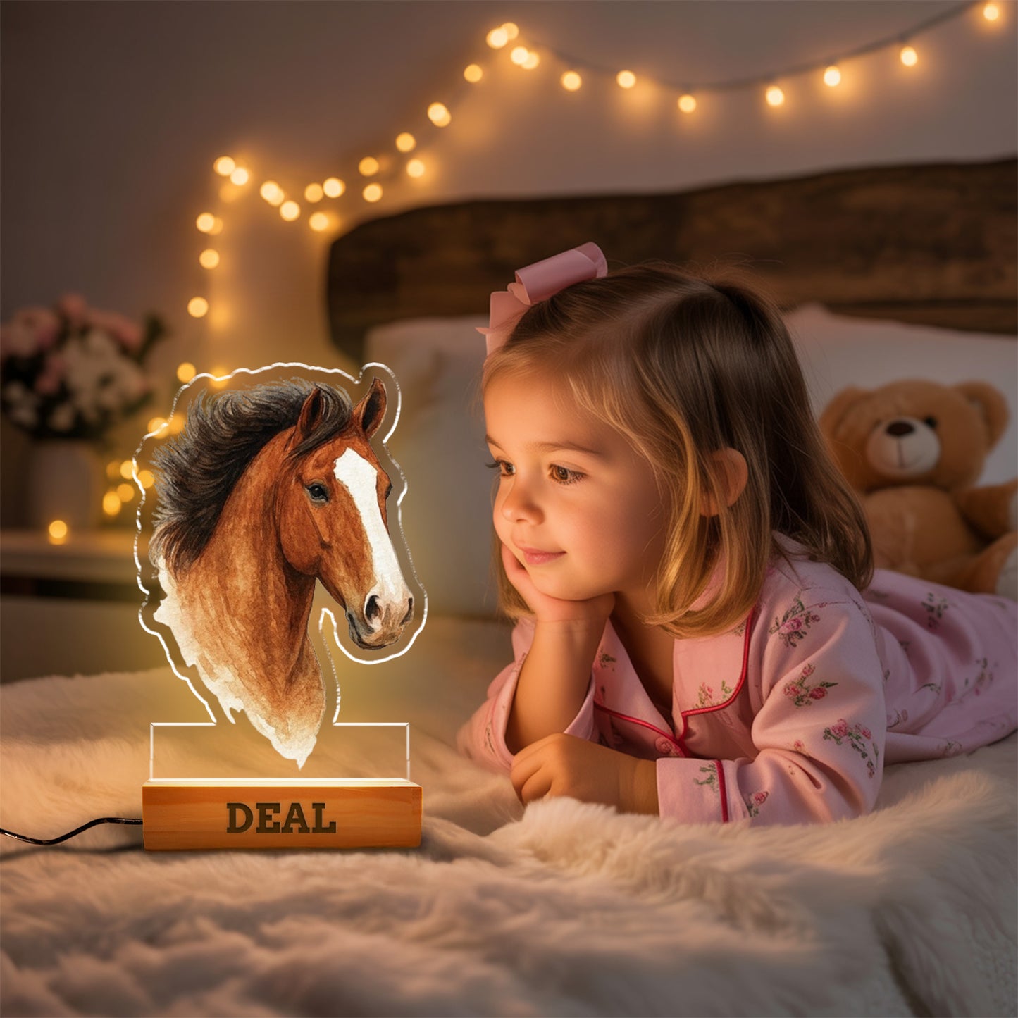 Custom Horse Portrait Night Light, Personalized Pet Lovers Gifts, Personalized Pet Memorial LED Night Light
