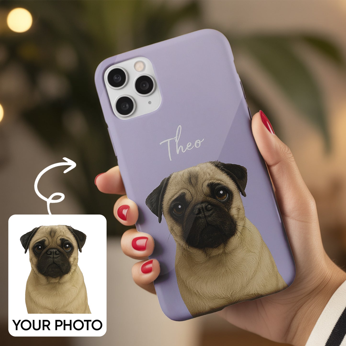 Custom Pet Photo Portrait Phone Case – Dog Face Print Case, Gift for Animal Lovers, Pet Loss Keepsake THUC99