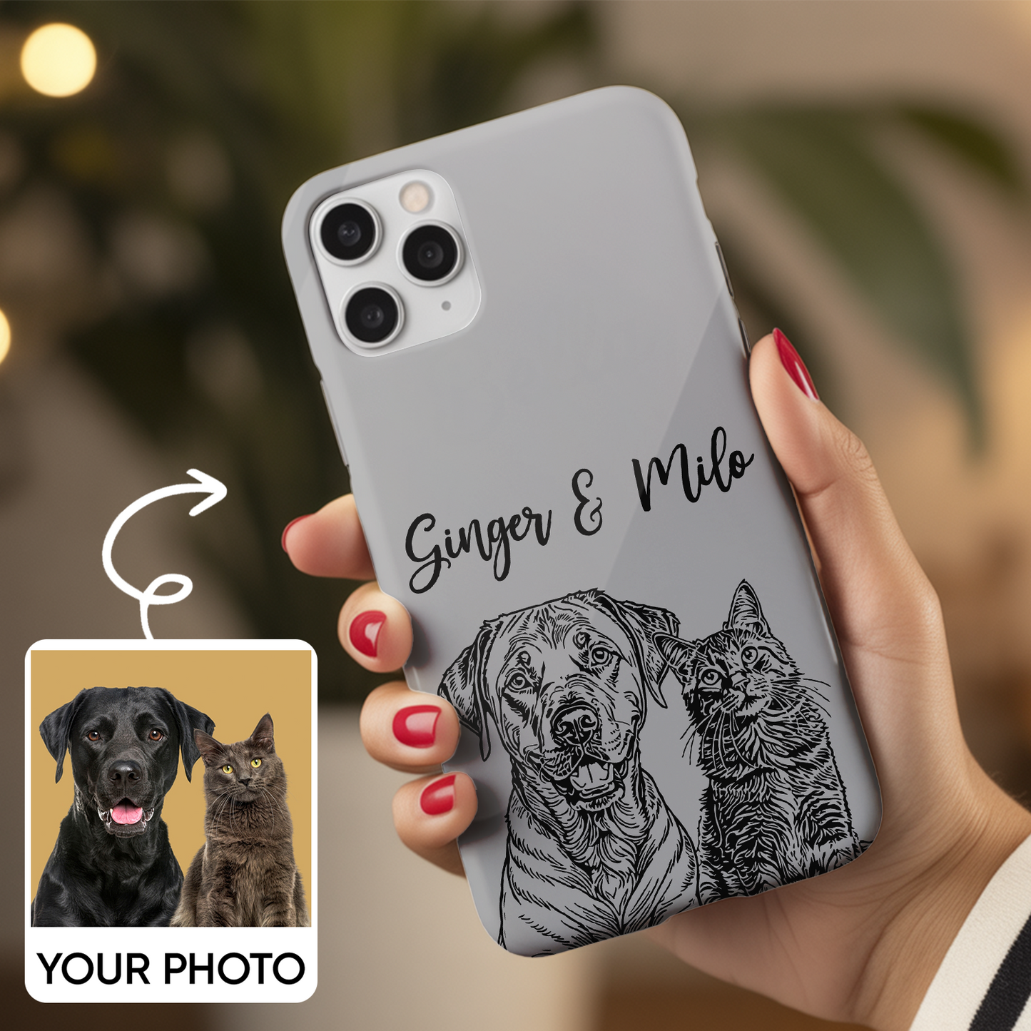 Custom Pet Photo Phone Case, Custom Dog Face Phone Case, Gift for Dog Lover, Pet Memorial, Animal Lovers TNGP021