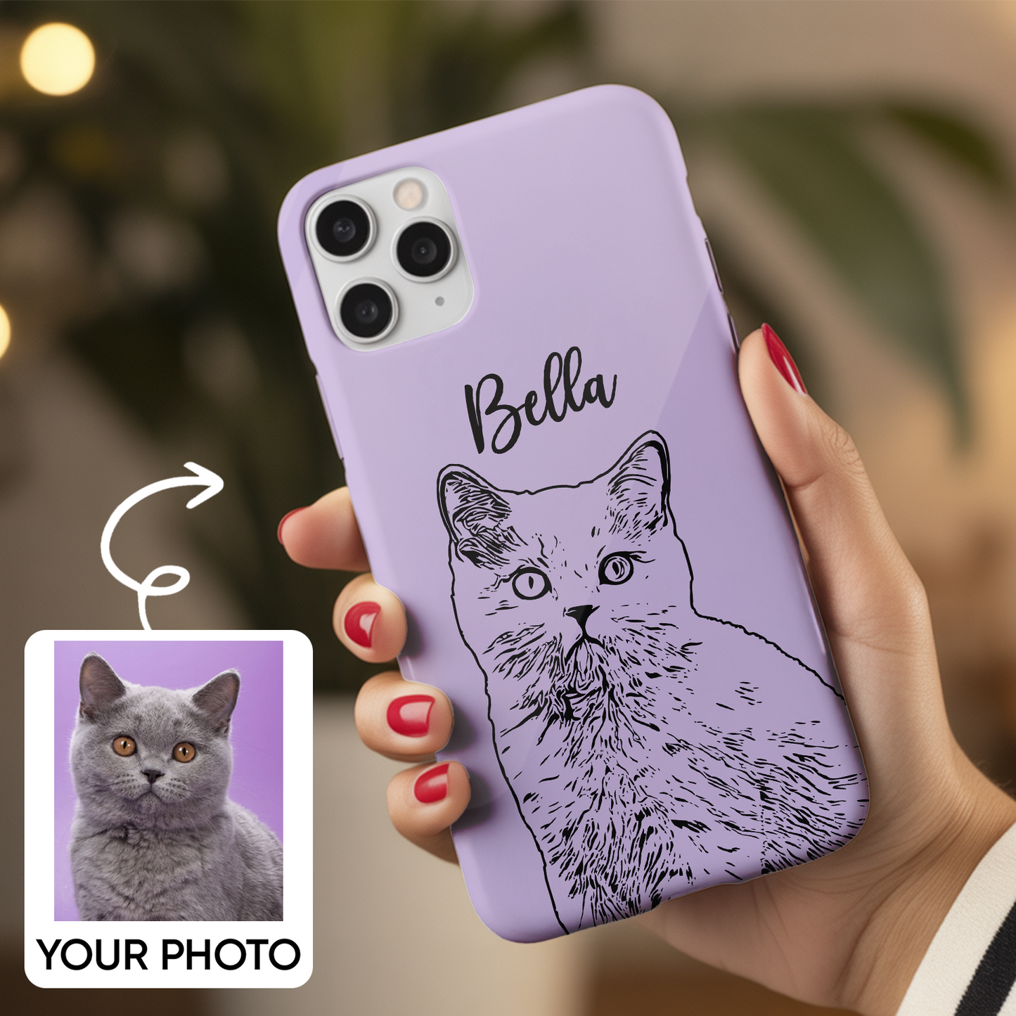 Custom Pet Photo Phone Case, Custom Cat Face Phone Case, Gift for Cat Lover, Pet Memorial, Animal Lovers TNGP019