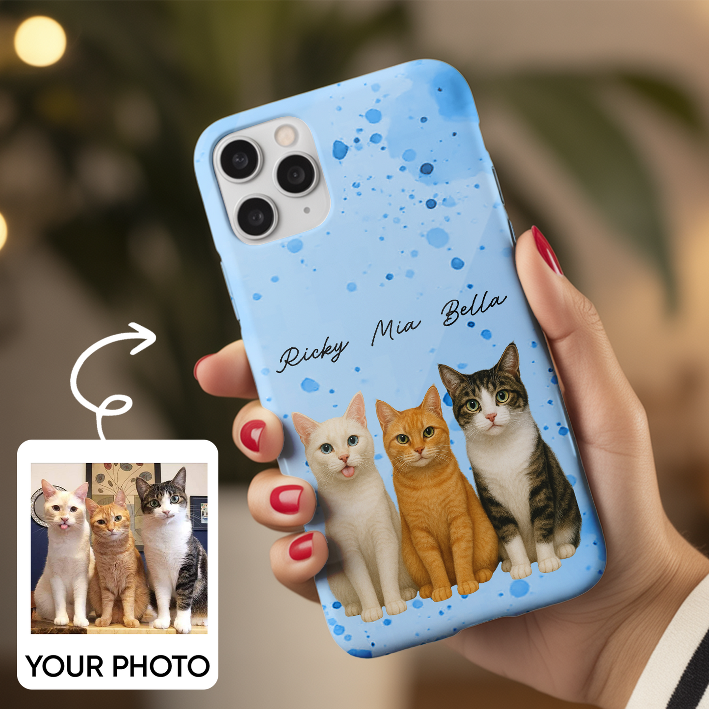 Custom Pet Cat Phone Case – Unique Cat Lover Gift – Personalized With Your Pet’s Photo Gift THUC99M16