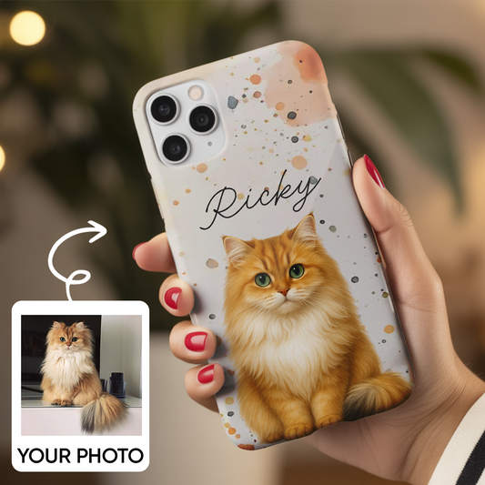 Custom Pet Cat Cartoon Phone Case – Personalized Gift for Cat Owners – Dog Lover, Cat Lover Case THUC99M15