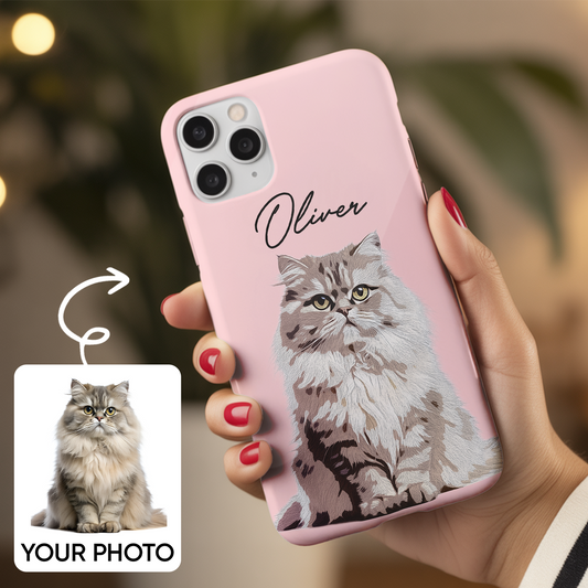 Custom Pet Photo Phone Case, Custom Cat Face Phone Case, Gift for Cat Lover, Pet Memorial, Animal Lovers TNGP009