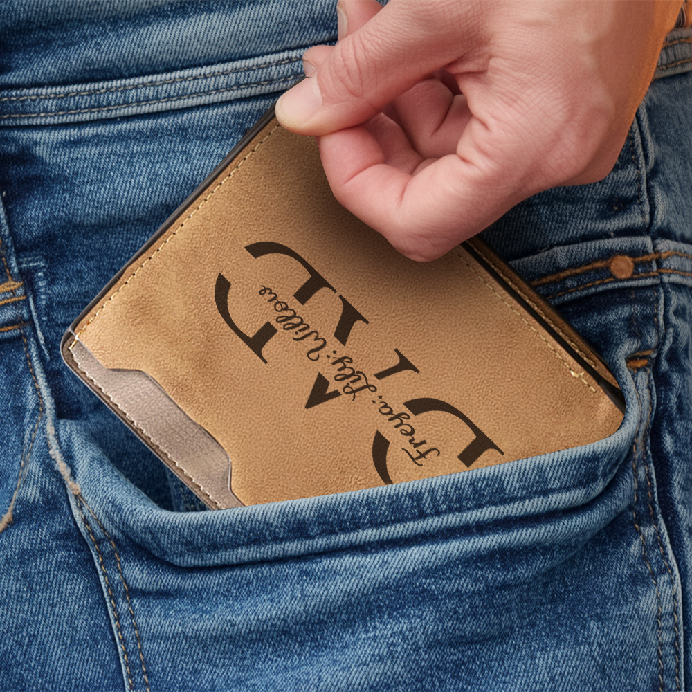 TNW003 Custom Leather Dad Wallet, Engraved Dad Wallet with Kids Names, Fathers Day Gift, New Dad Wallet, Personalized Papa Wallet Gift from Kids