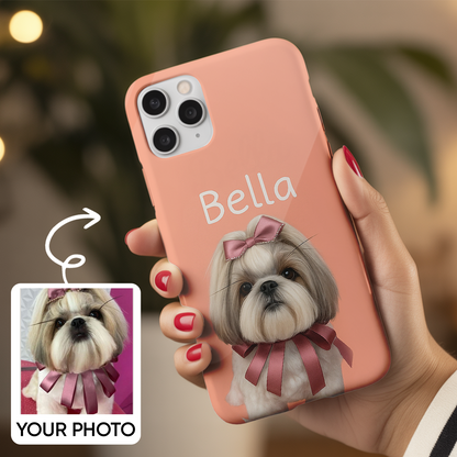 Custom Pet Phone Case – Dog or Cat Face Printed, Pet Loss Gift, Animal Lover Keepsake THUC9905