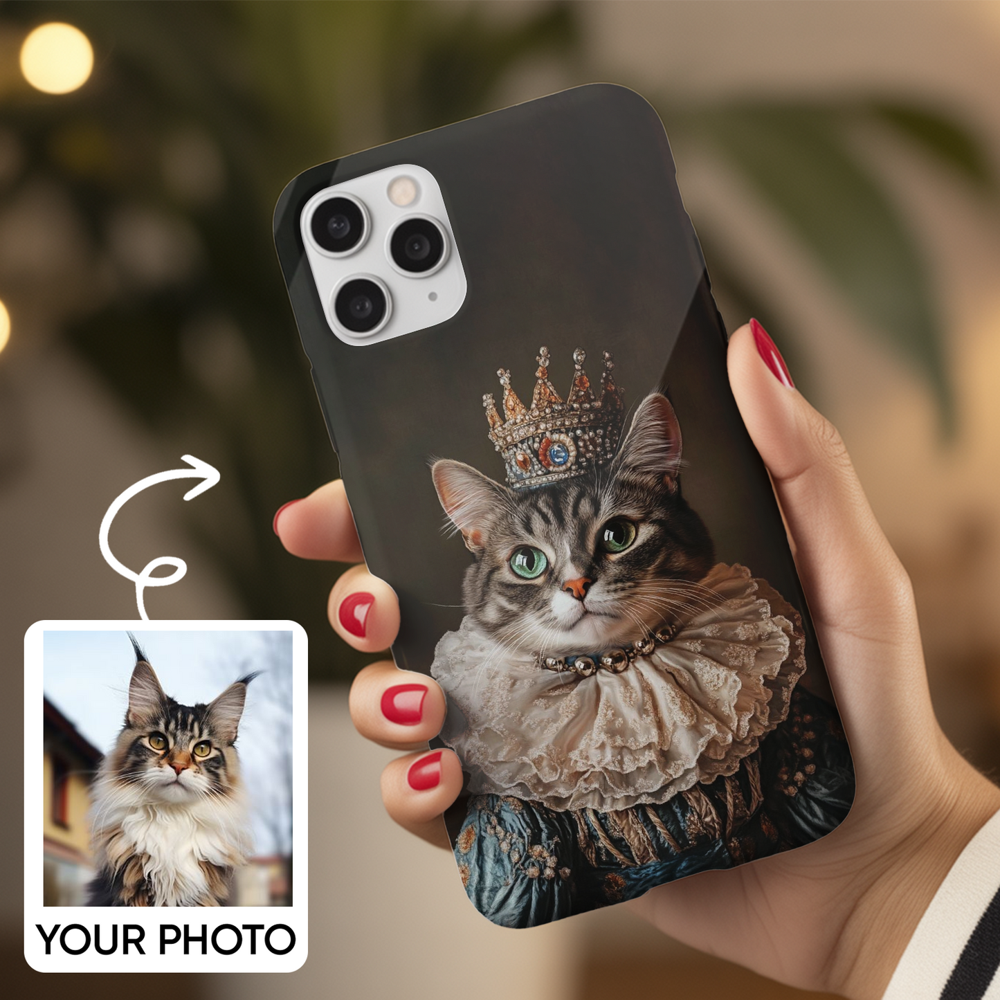 Custom Pet Cat Royal Art Memorial Case – Personalized Cat Photo Gifts – Custom Photo Pet Gift THUC99M13