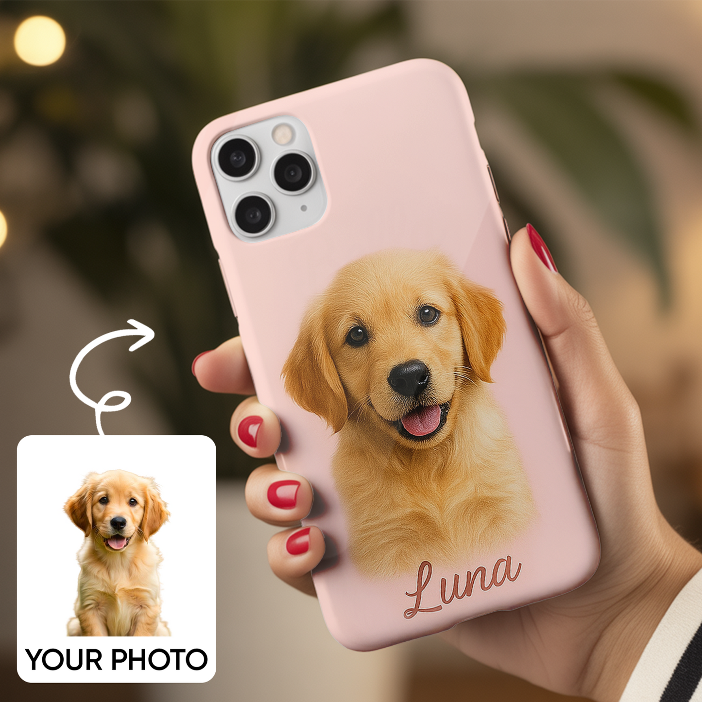 Custom Pet Photo Phone Case – Personalized Dog or Cat Memorial Gift for Pet Lovers THUC9901