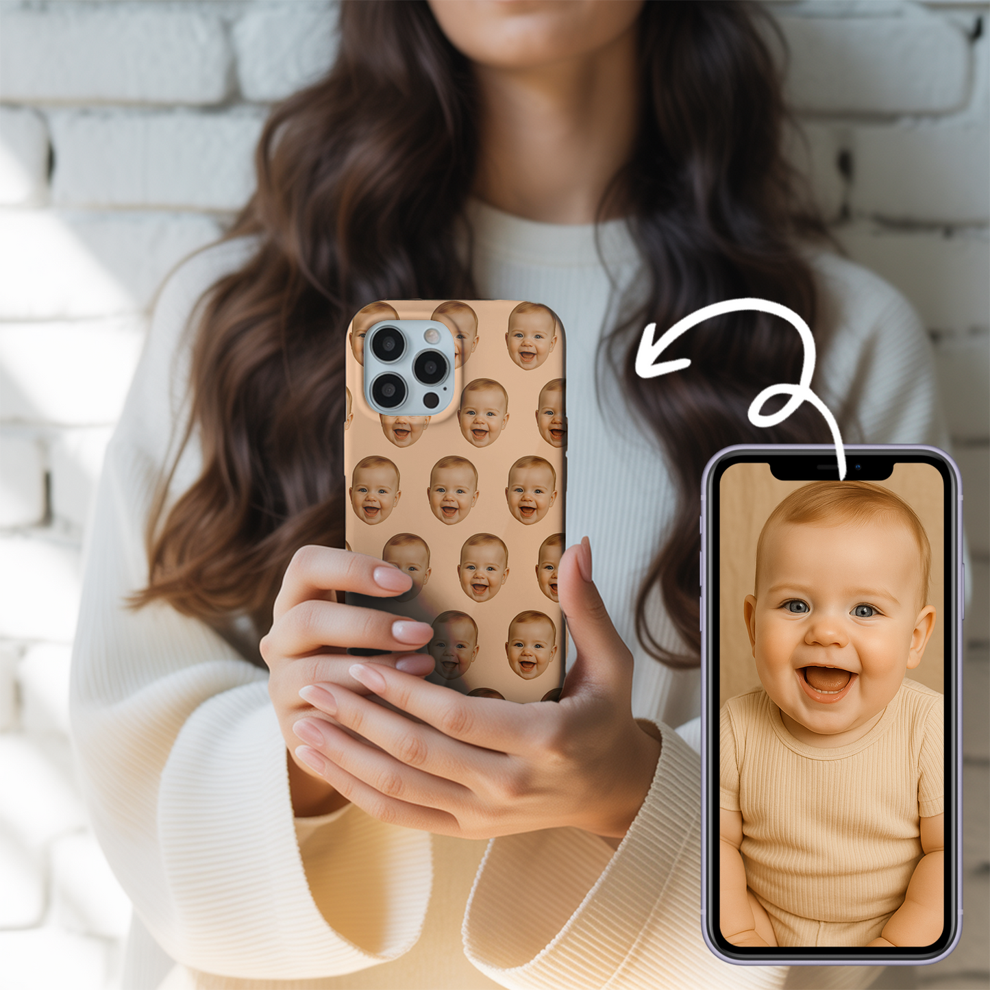 Personalized Baby Face Phone Case – Custom Repeating Baby Photo Pattern, Gift for New Moms & Dads THUC9910
