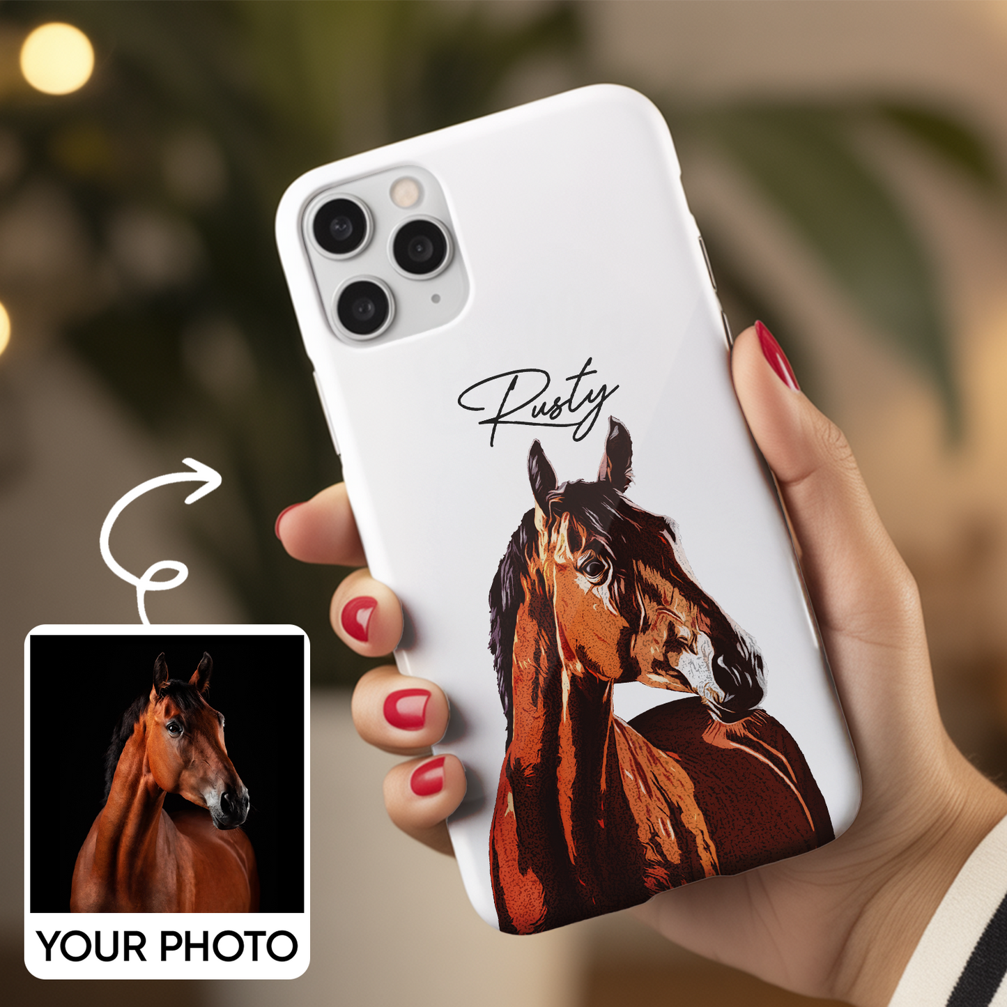 Custom Pet Photo Phone Case, Custom Horse Face Phone Case, Gift for Horse Lover, Pet Memorial, Animal Lovers TNGP013
